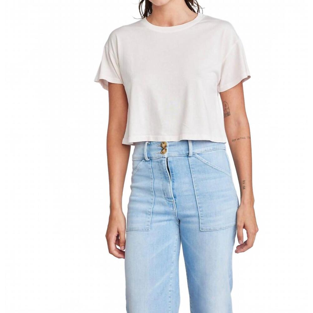 NEW SELF CONTRAST drew crop t-shirt in white